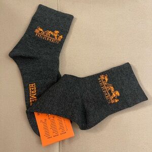 Premium Charcoal Crew Socks with Equestrian Embroidery